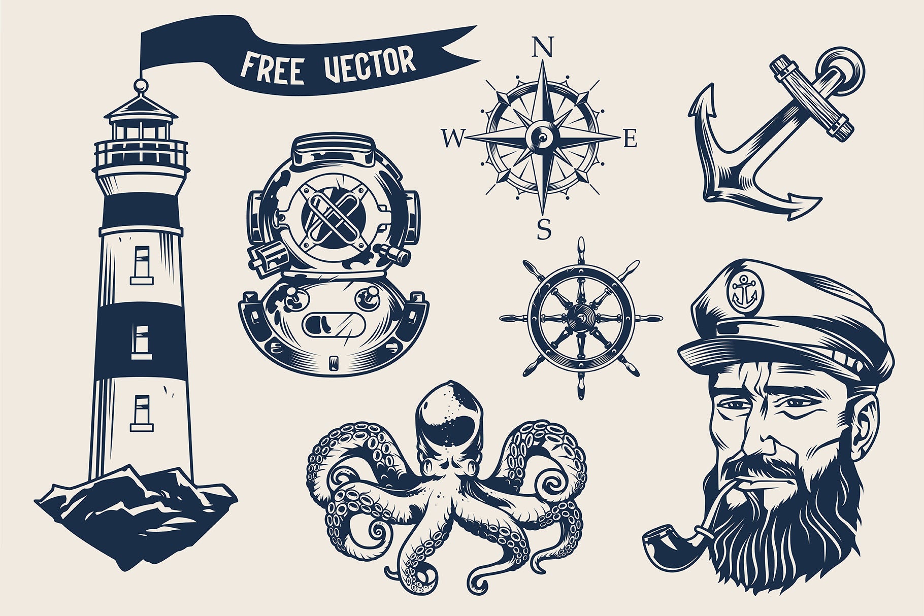 Boatswain – Nautical Typeface + Bonus Vector Illustrations