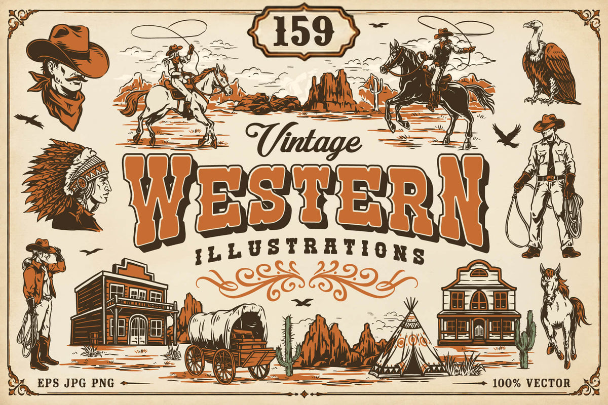 Vintage Western Illustrations cover
