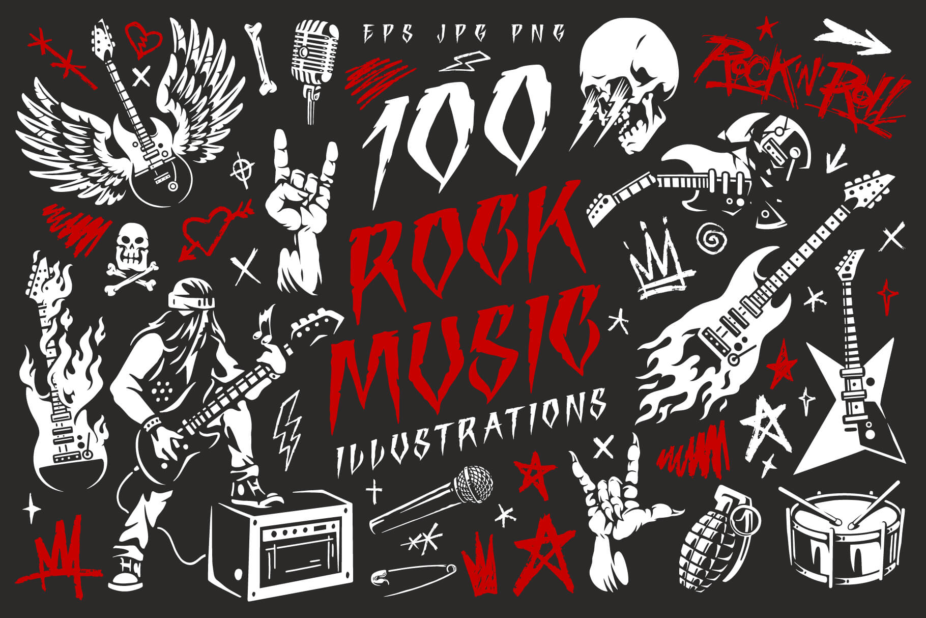 Rock Music Vector Illustrations (100)