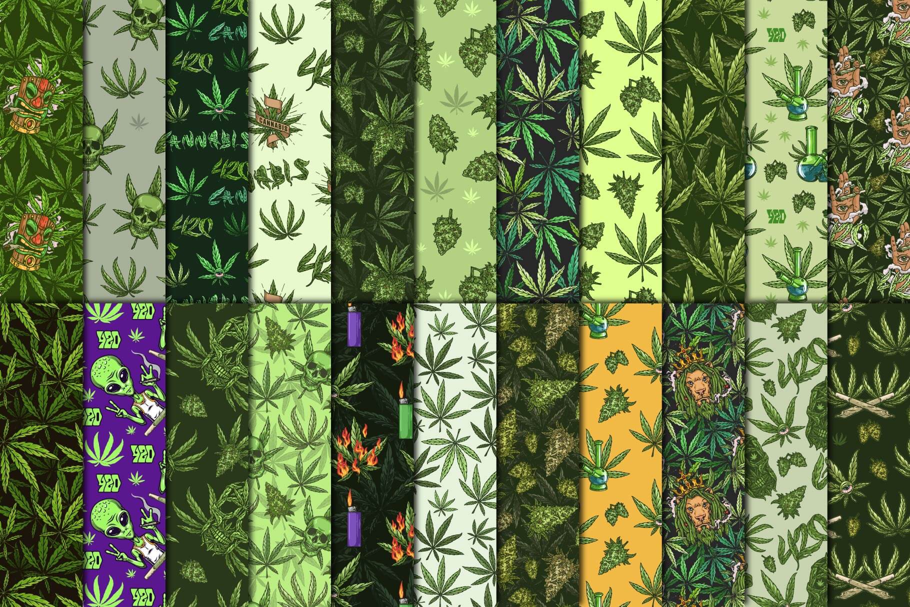 Cannabis Seamless Patterns (22)