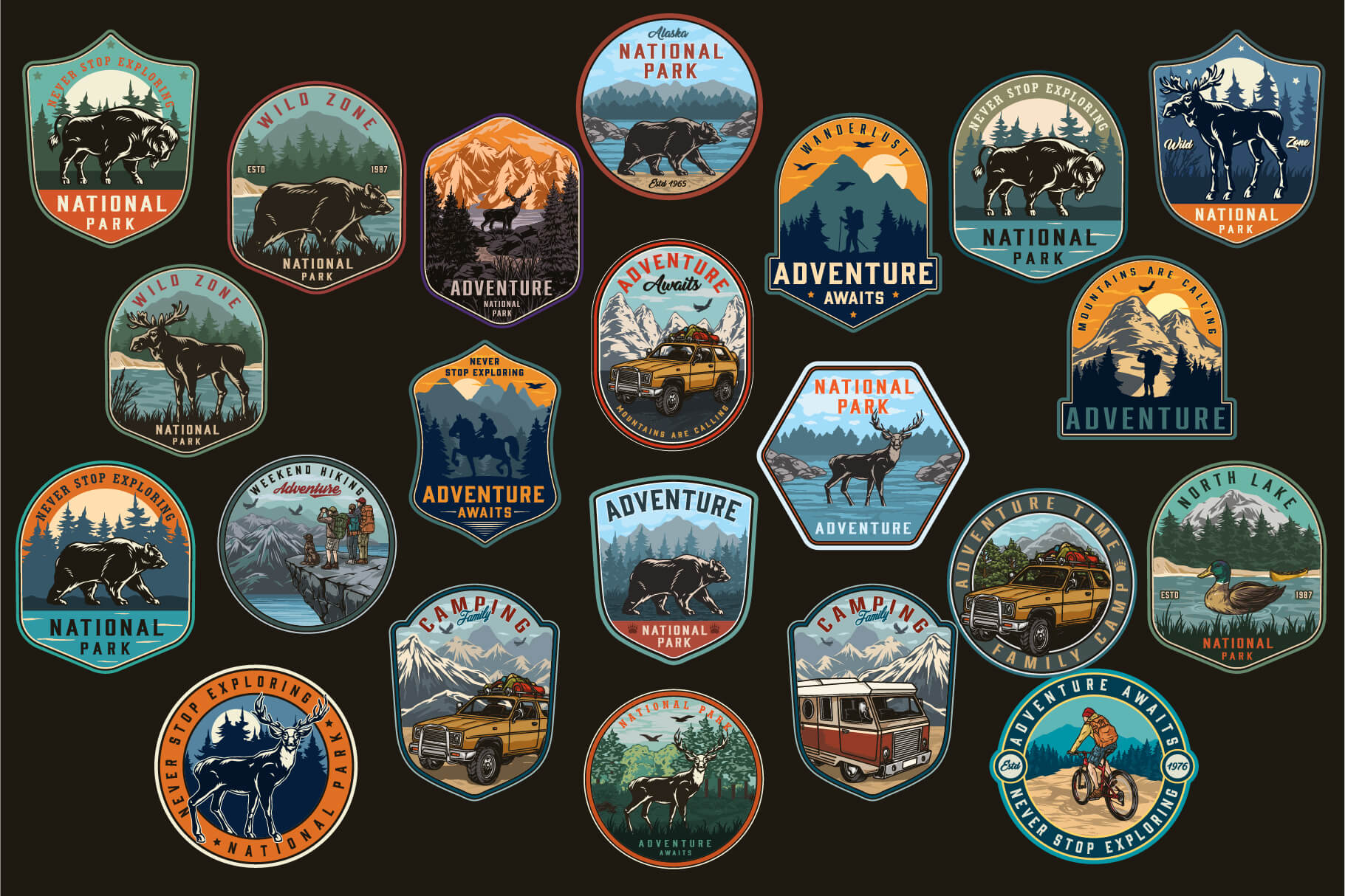 Retro Camping Badges (64)