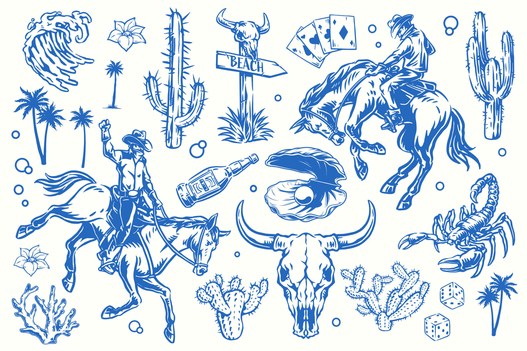 Vintage Coastal Cowgirls Illustrations (53)