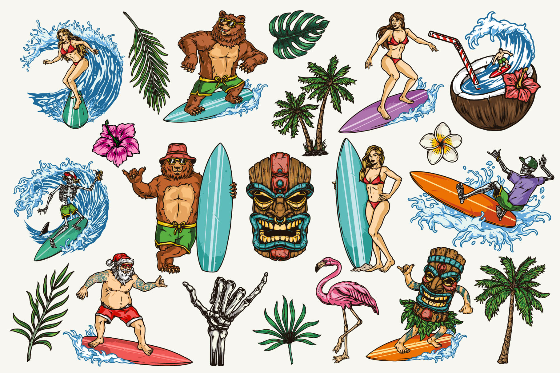 Surfing Illustrations Set (21)