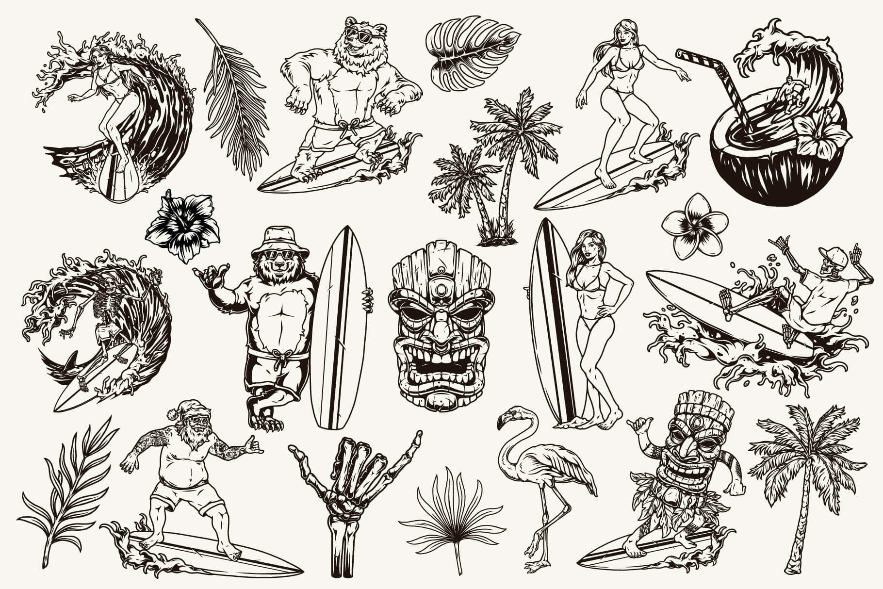 Surfing Illustrations Set (21)