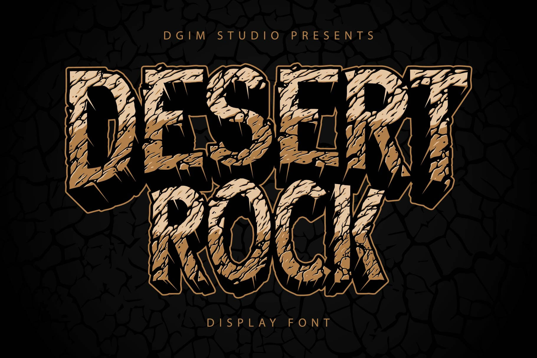 Desert Rock – Display Font Family with Cracked Stone Effect (15 Styles)
