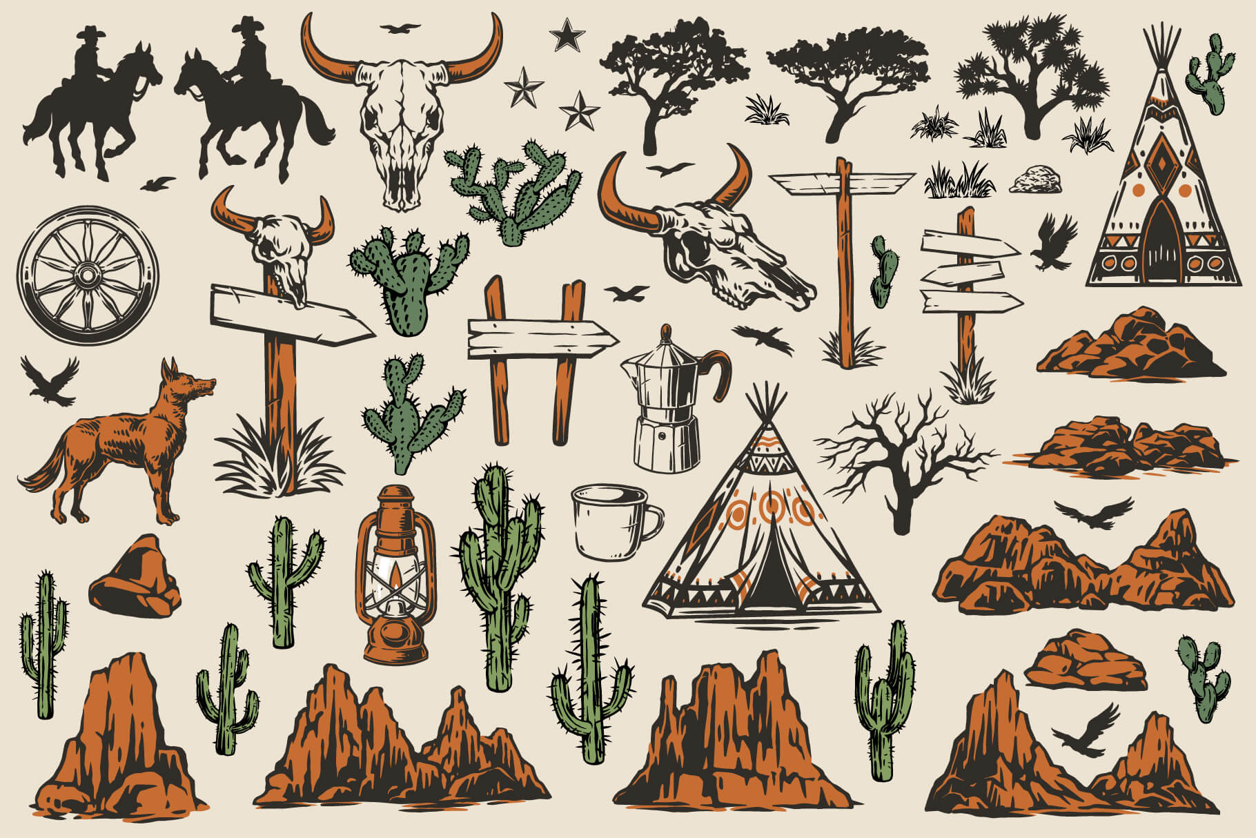 Vintage Western Illustrations preview 4