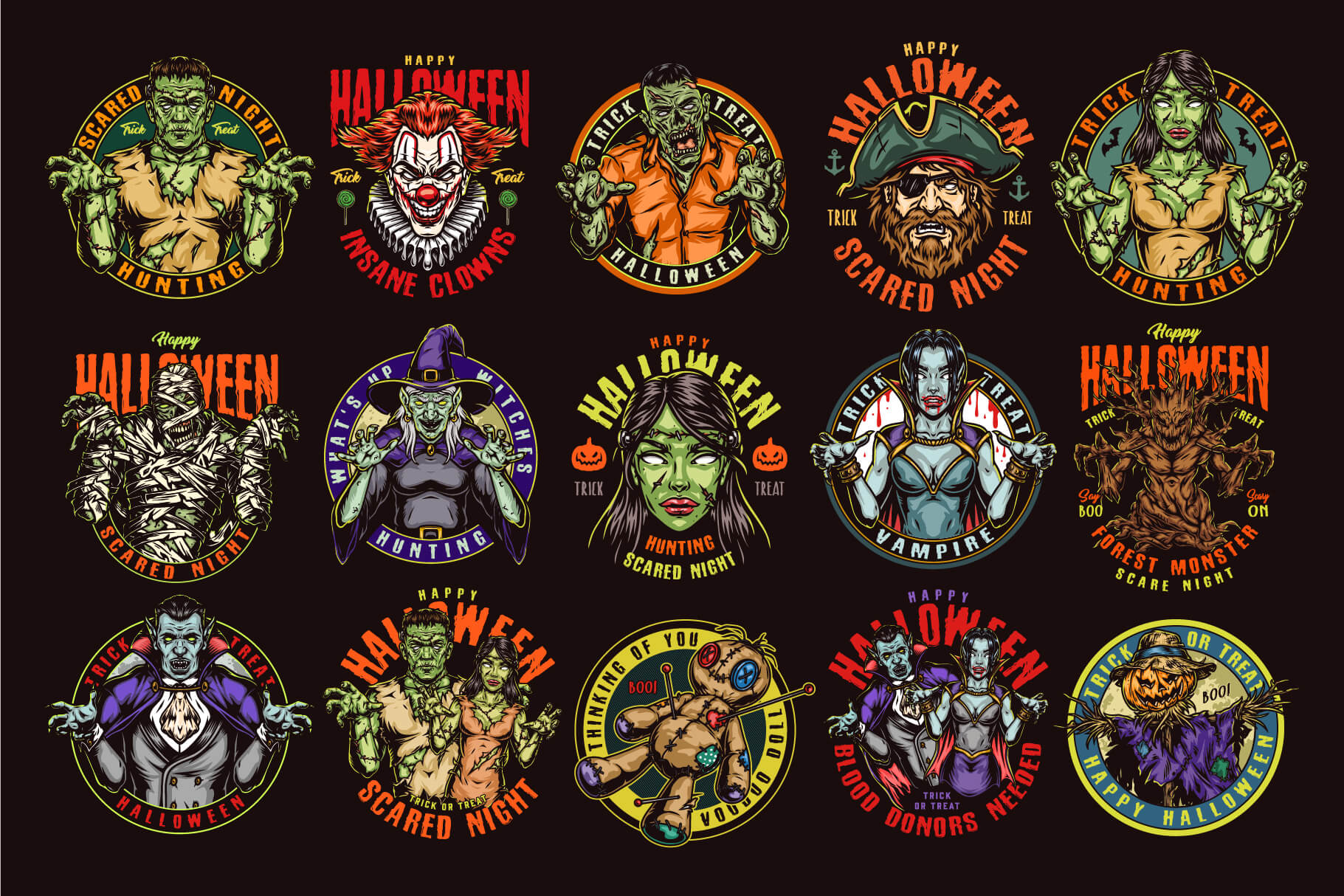 Halloween colored designs