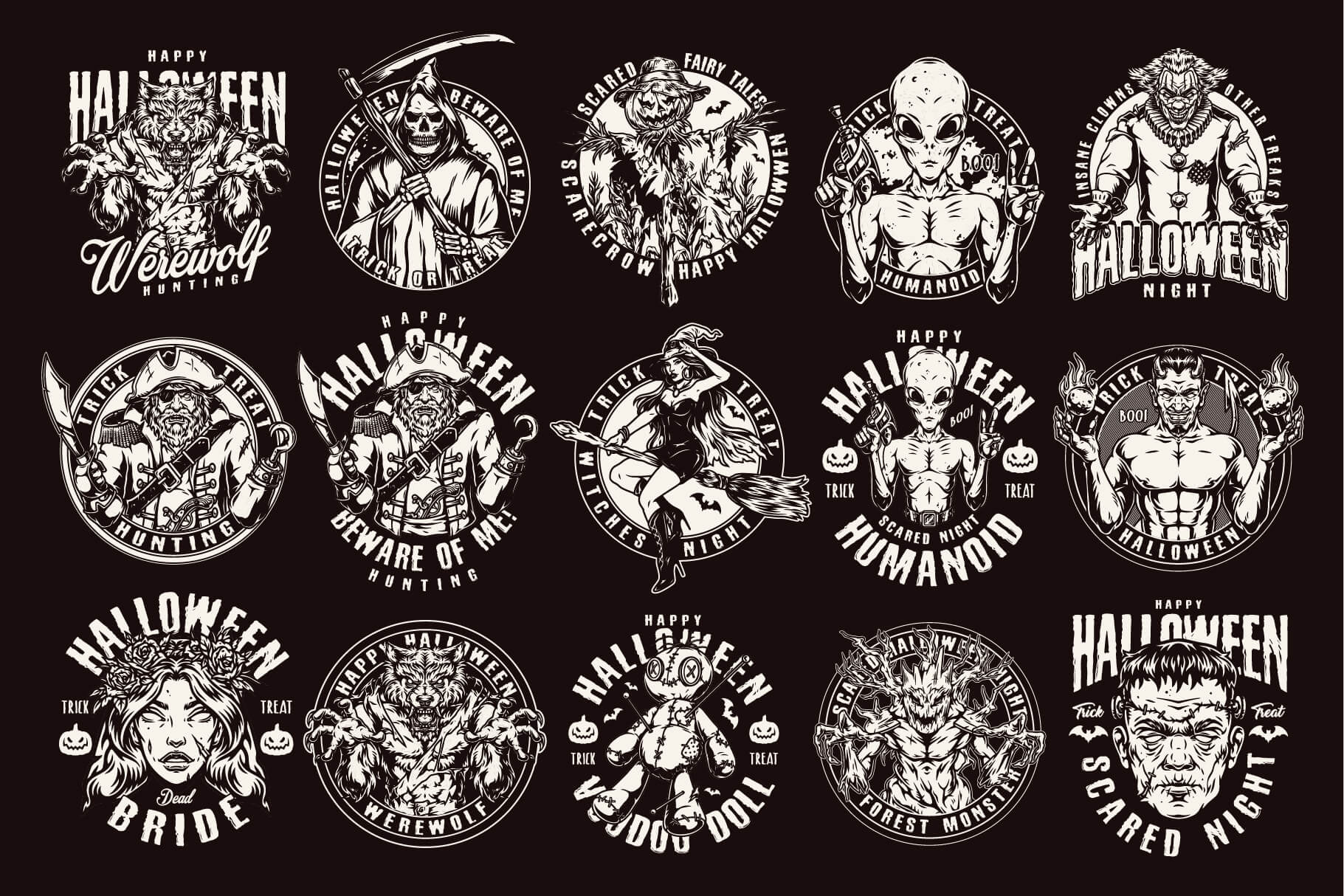 Halloween black and white designs