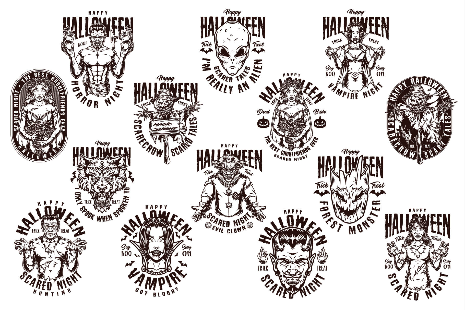 Halloween black and white designs