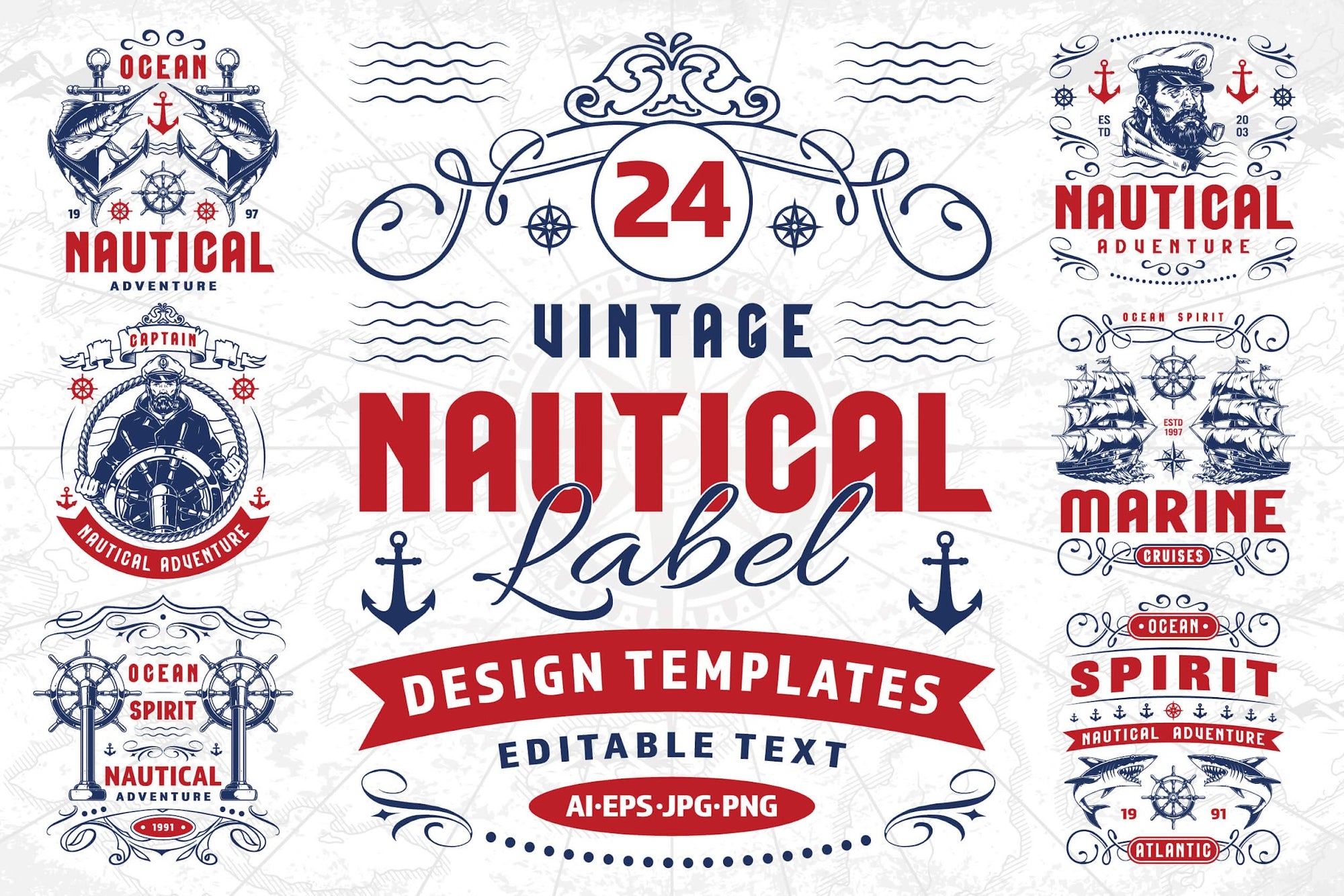 Vintage Nautical Label Design Templates (24)