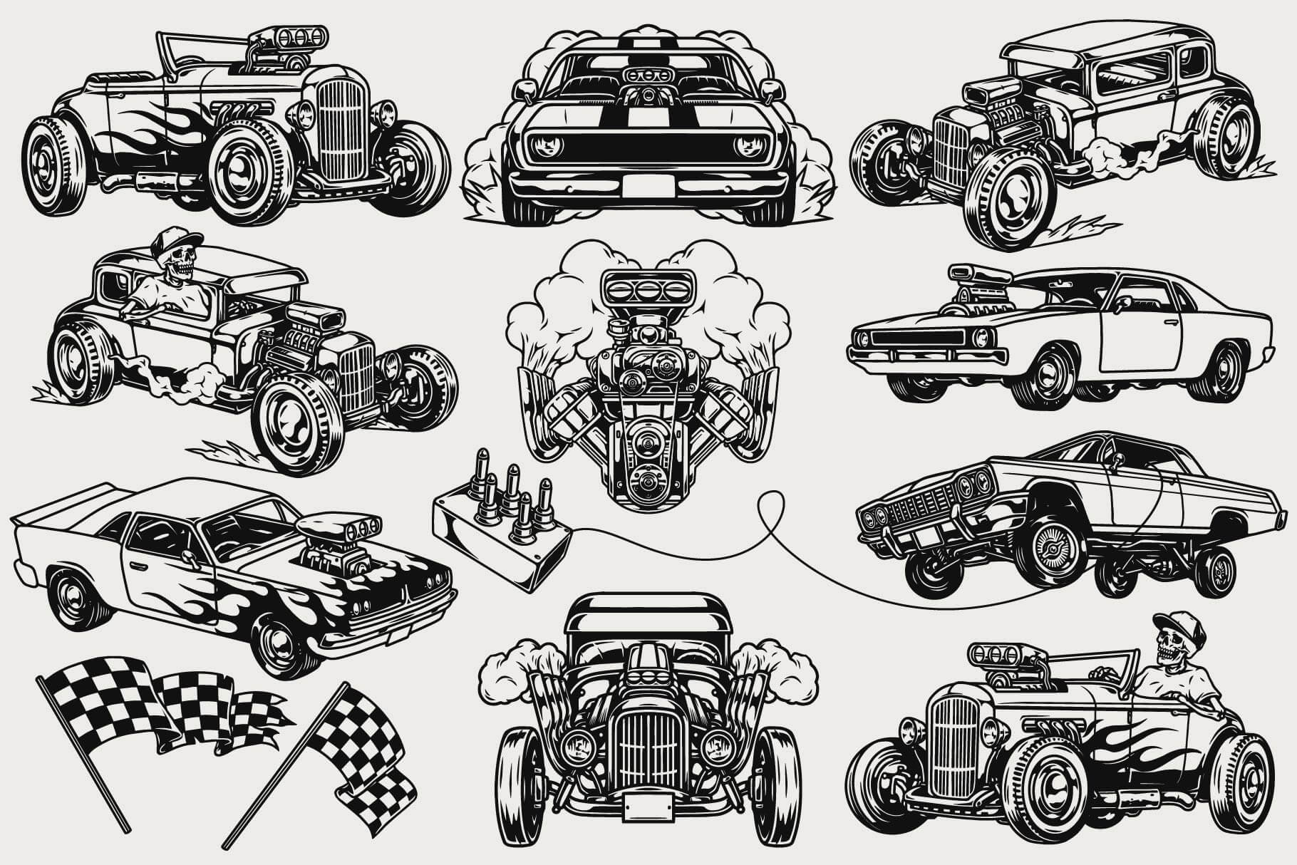 Custom Cars Illustrations (12)
