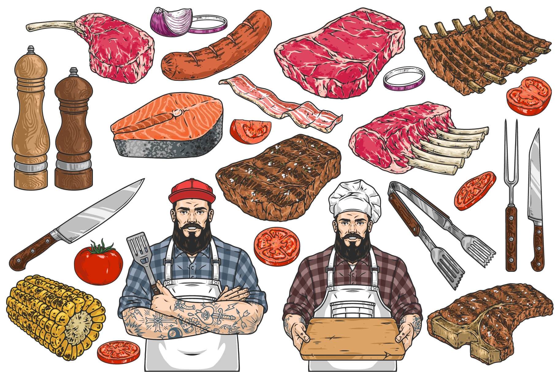 BBQ & Steak Illustrations (48)