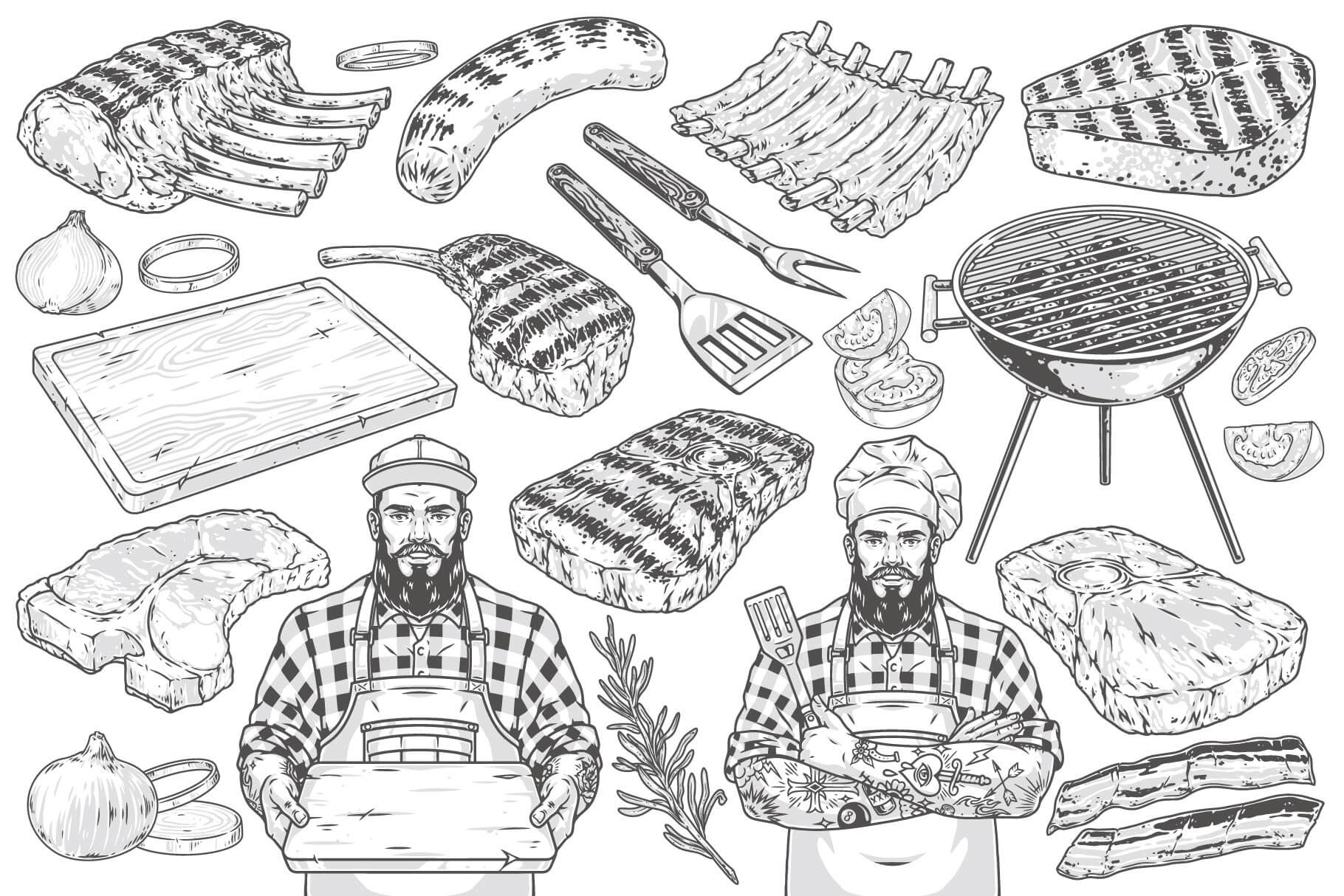 BBQ & Steak Illustrations (48)