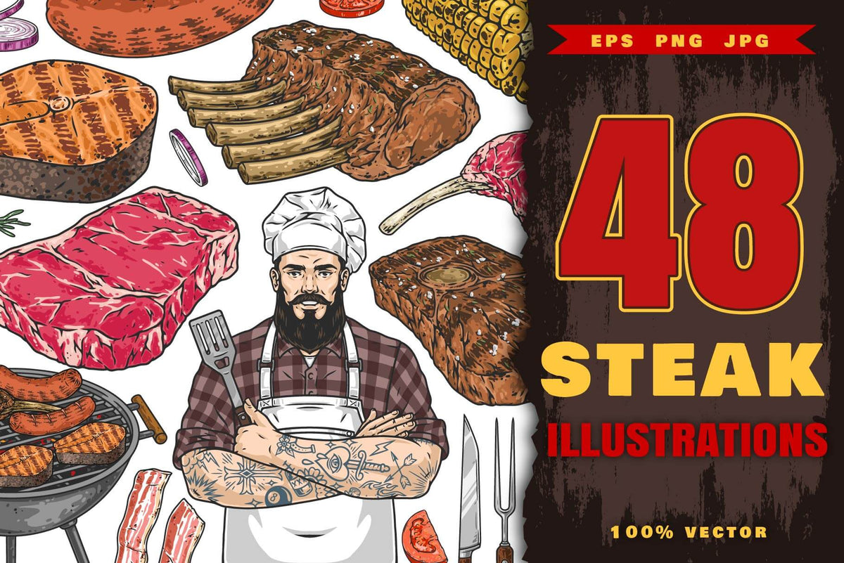 BBQ and Steak Illustrations cover