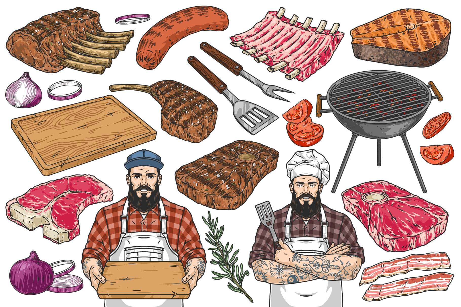 BBQ & Steak Illustrations (48)