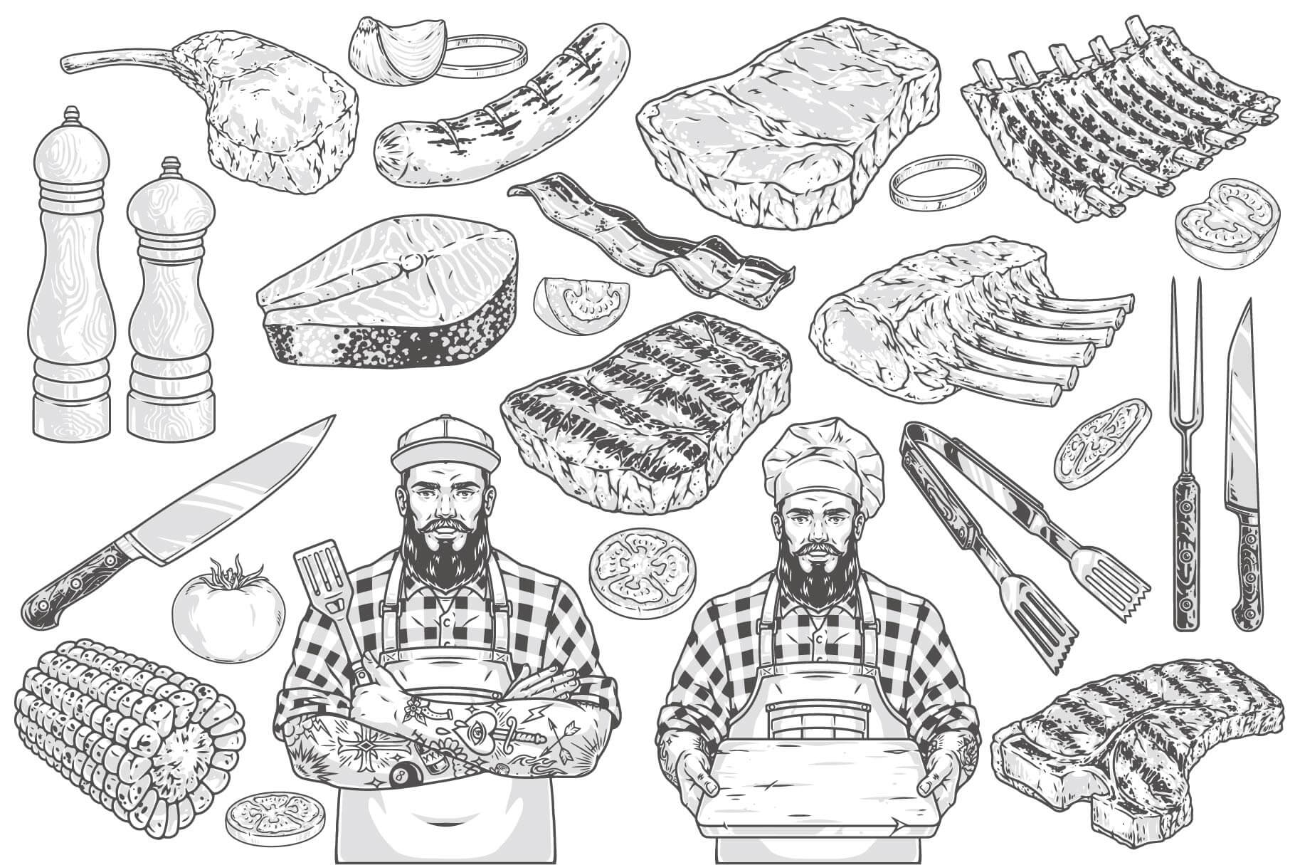 BBQ & Steak Illustrations (48)