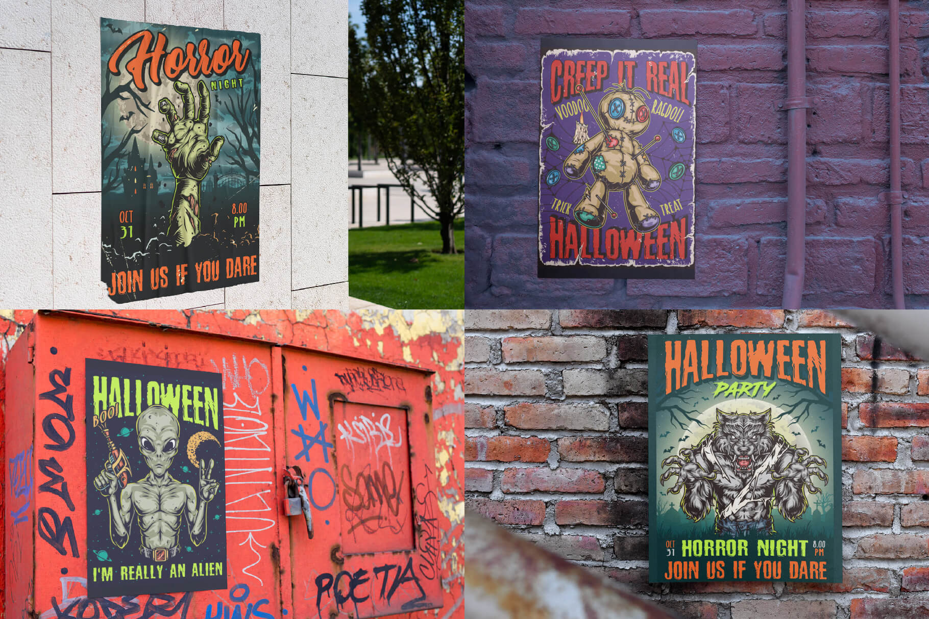 Halloween posters mockups
