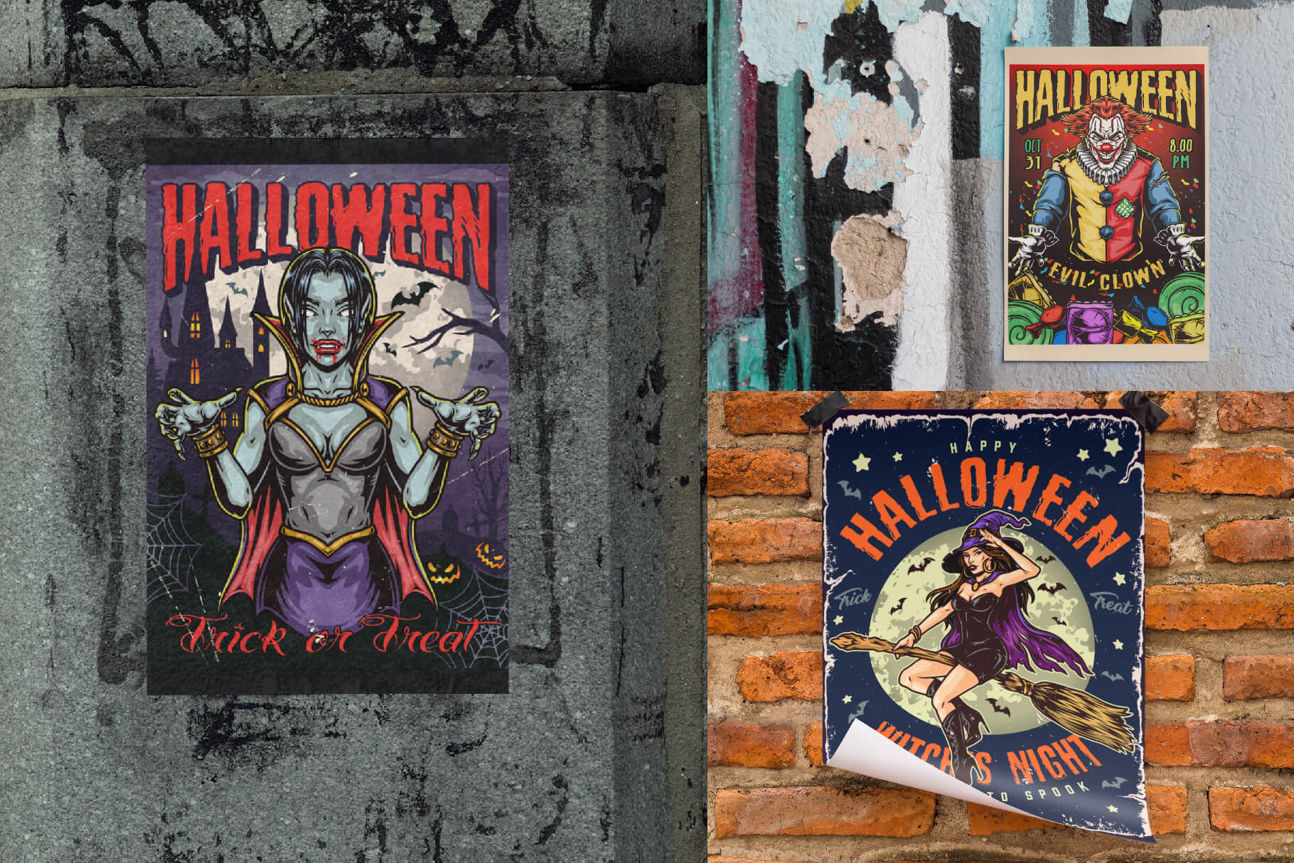Halloween posters mockups
