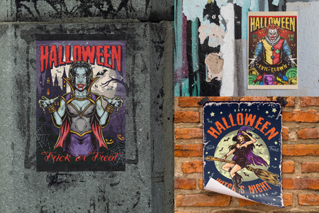 Halloween posters mockups