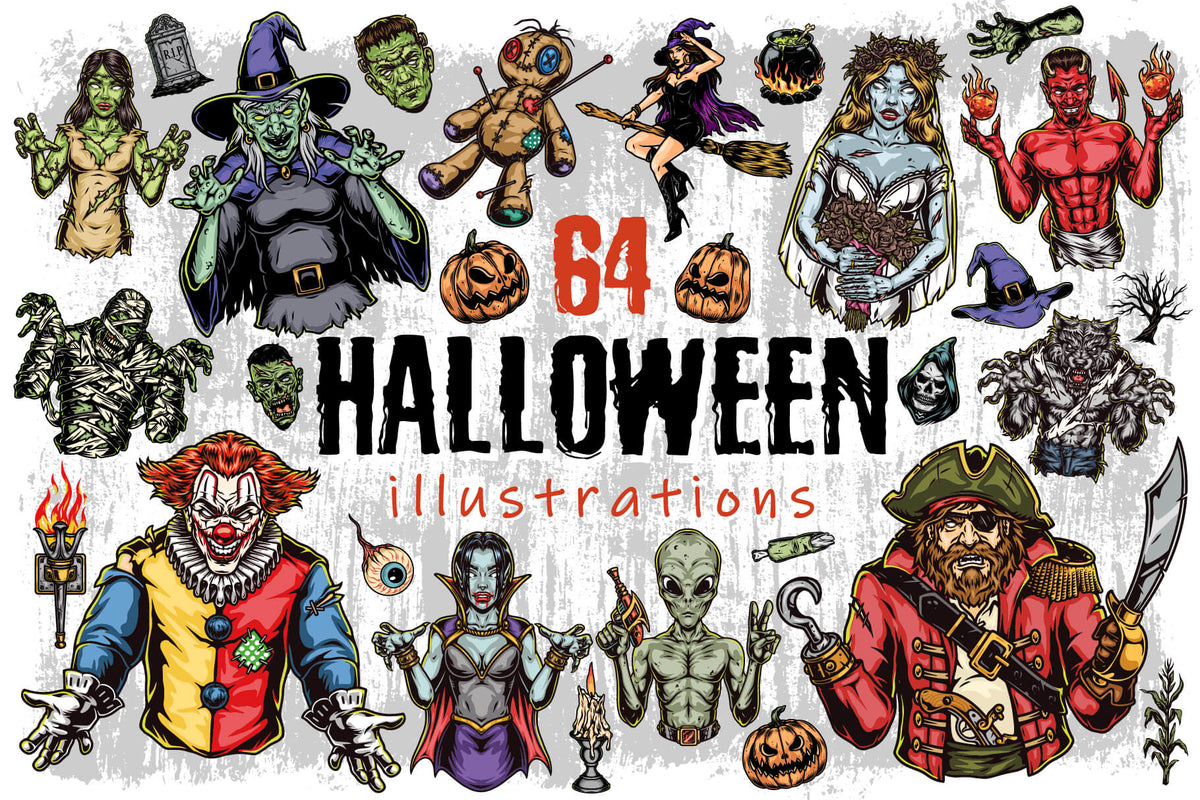 Halloween illustrations cover - 64 illustrations