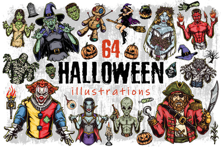 Halloween illustrations cover - 64 illustrations