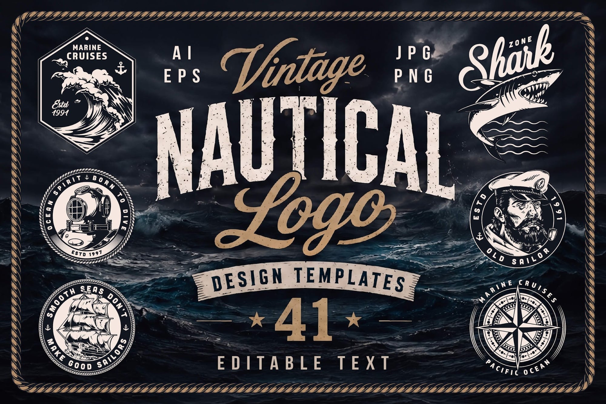 Vintage Nautical Logo Design Templates (41)