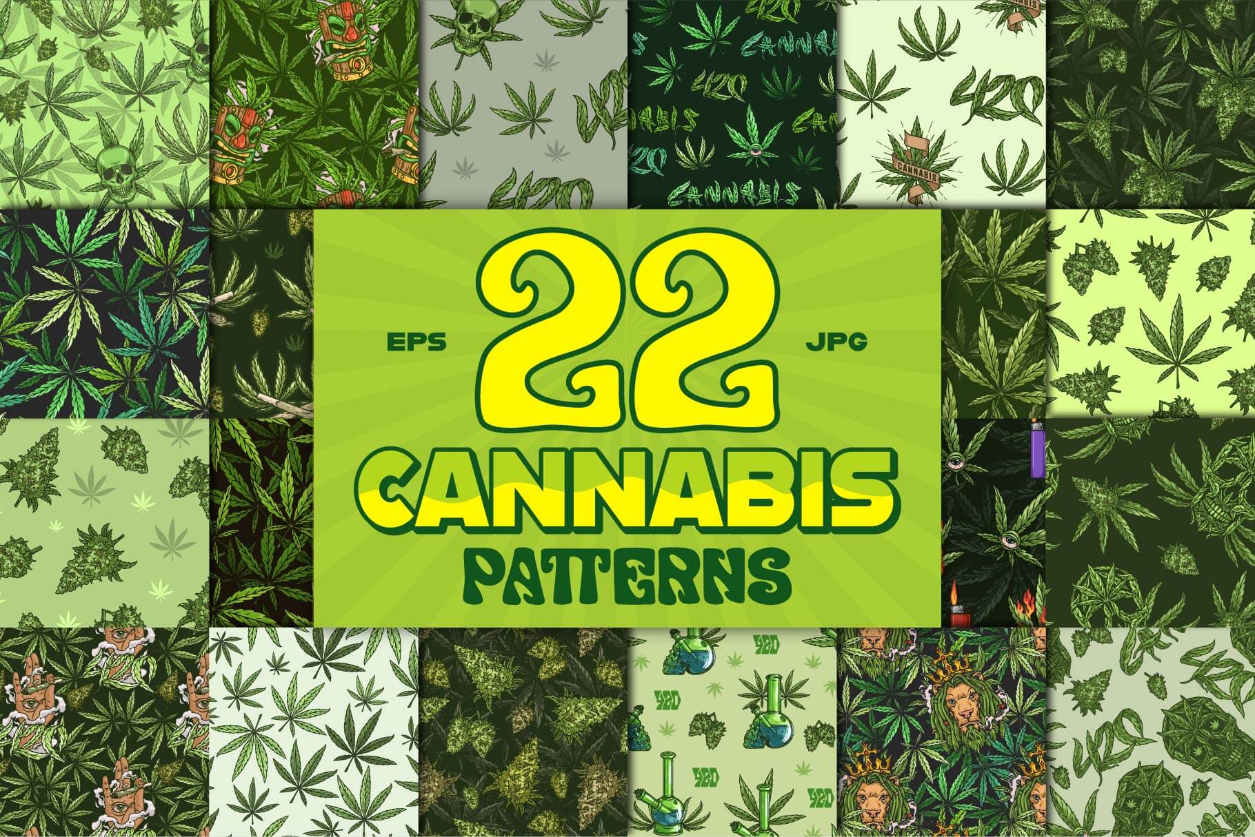 Cannabis Seamless Patterns (22)