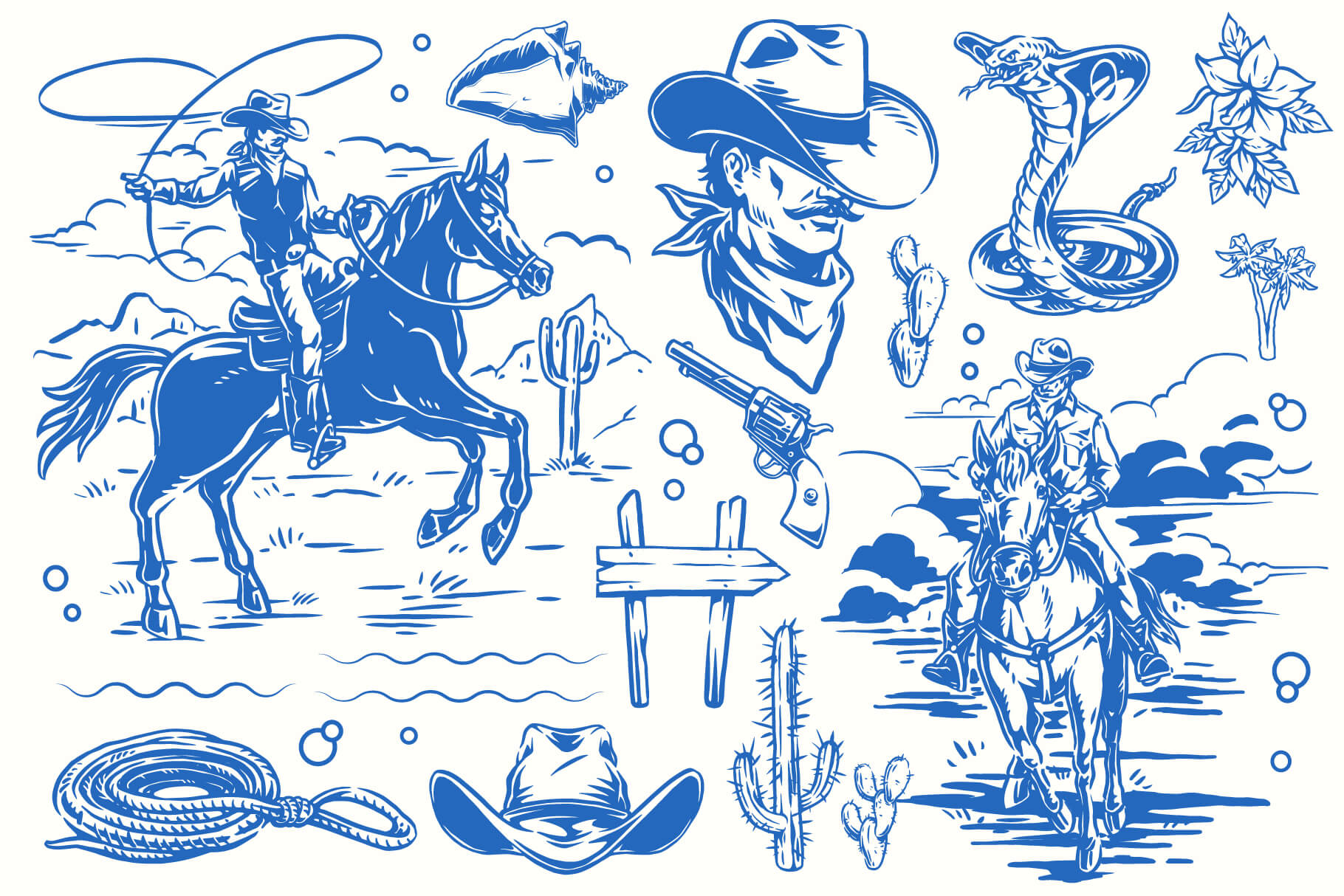 Vintage Coastal Cowgirls Illustrations (53)