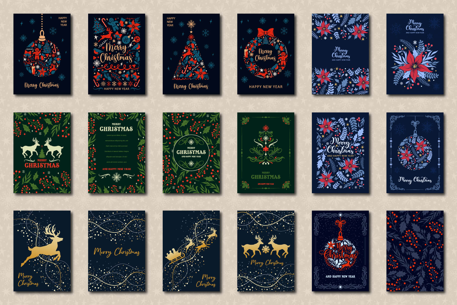 Classic Christmas Postcard Templates preview 3