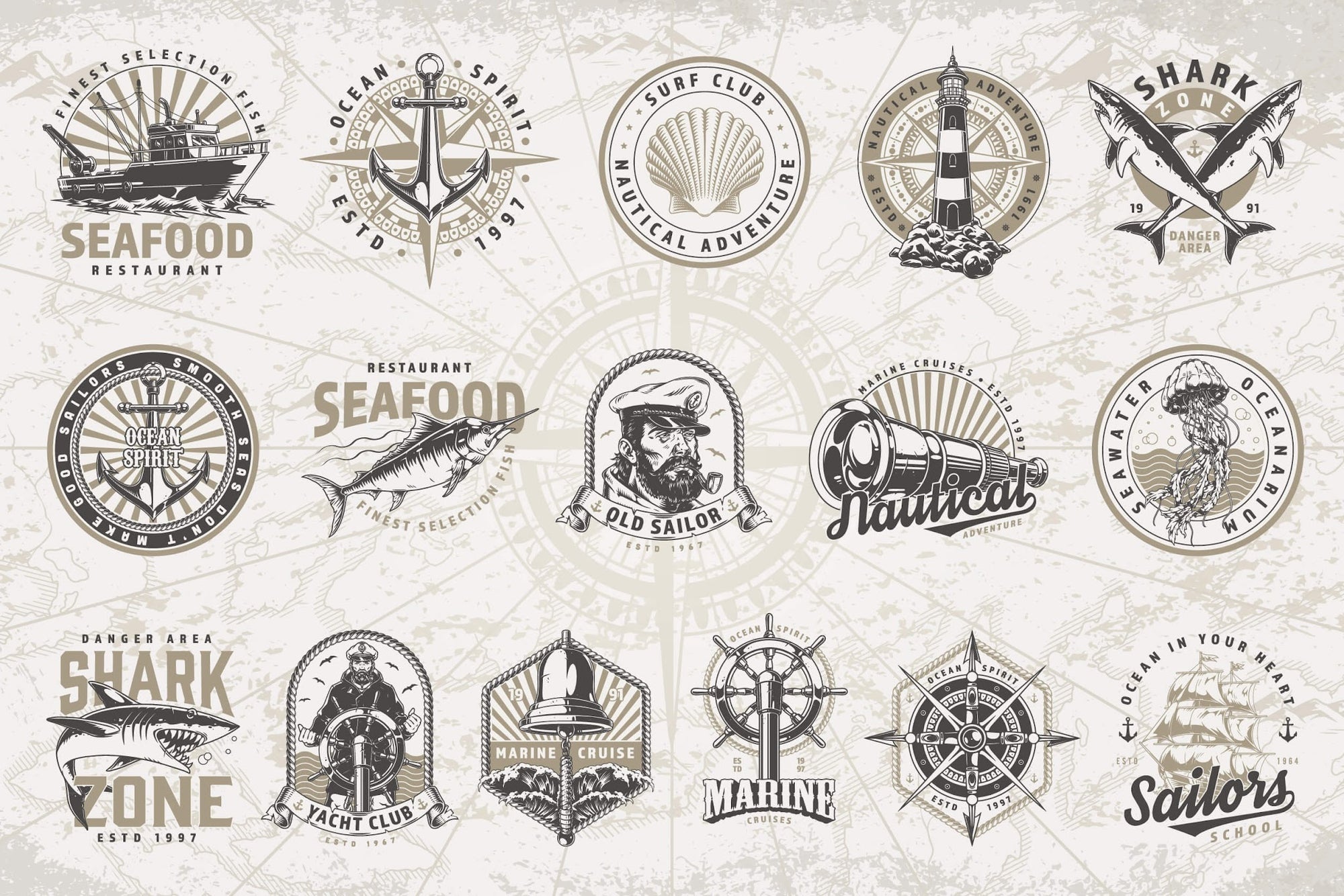 Vintage Nautical Logo Design Templates (41)