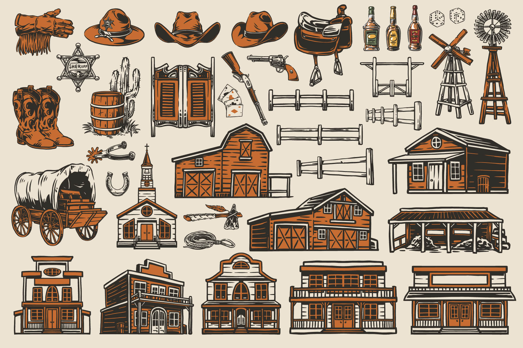 Vintage Western Illustrations preview 3