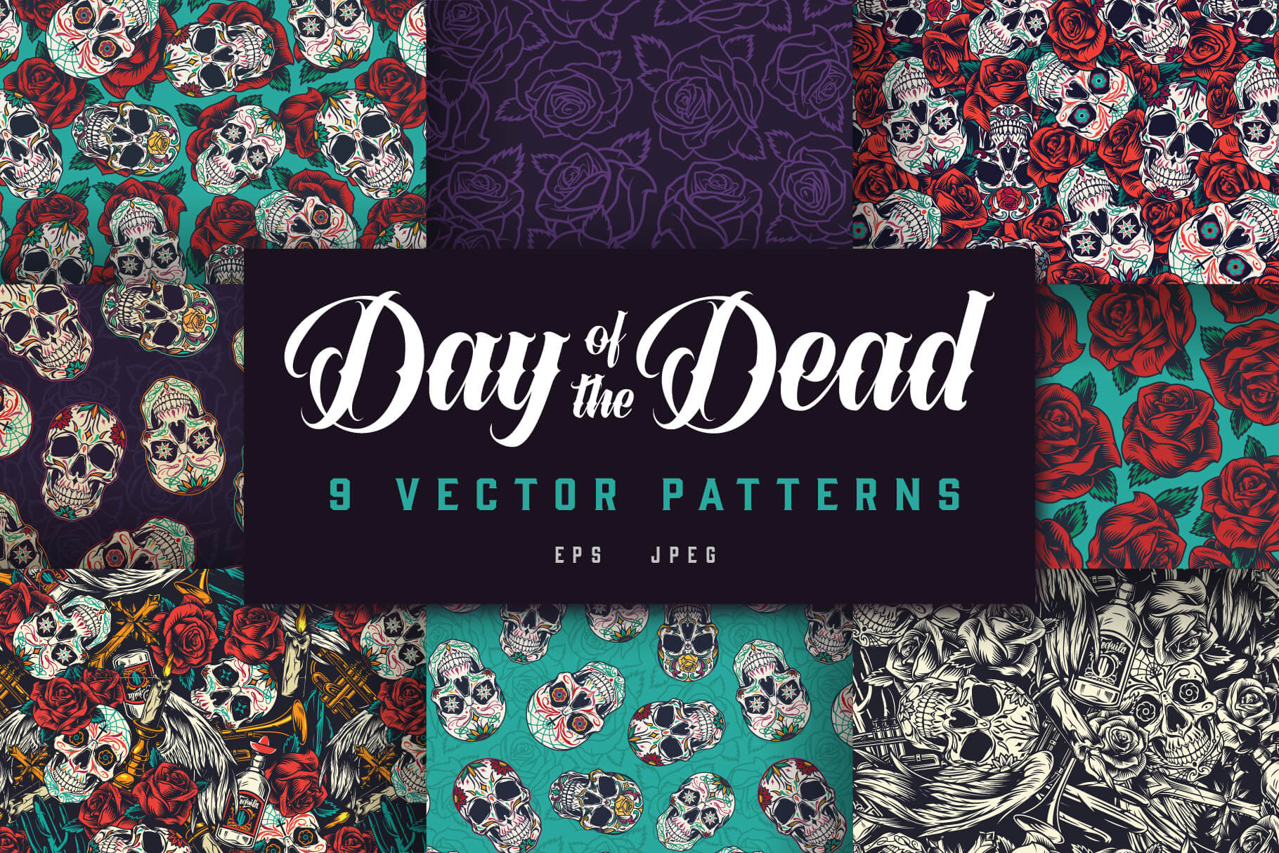 Day of the Dead Seamless Patterns (9)