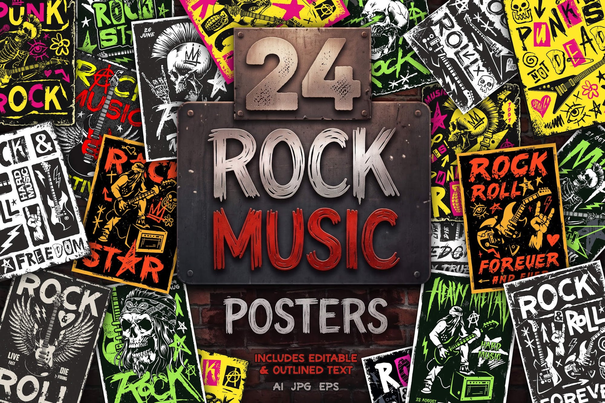 Rock Music – Editable Vector Posters (24)