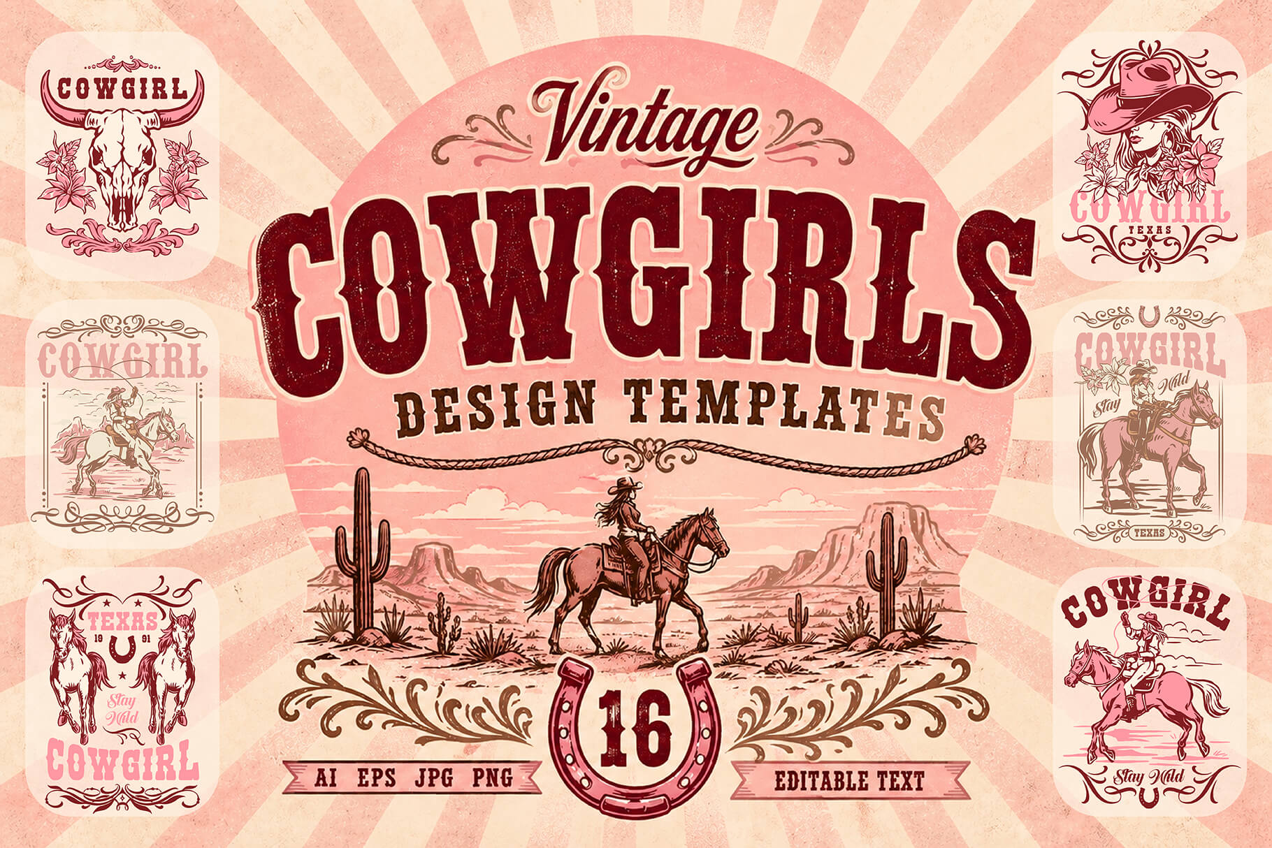 Vintage Cowgirls Design Templates (16)