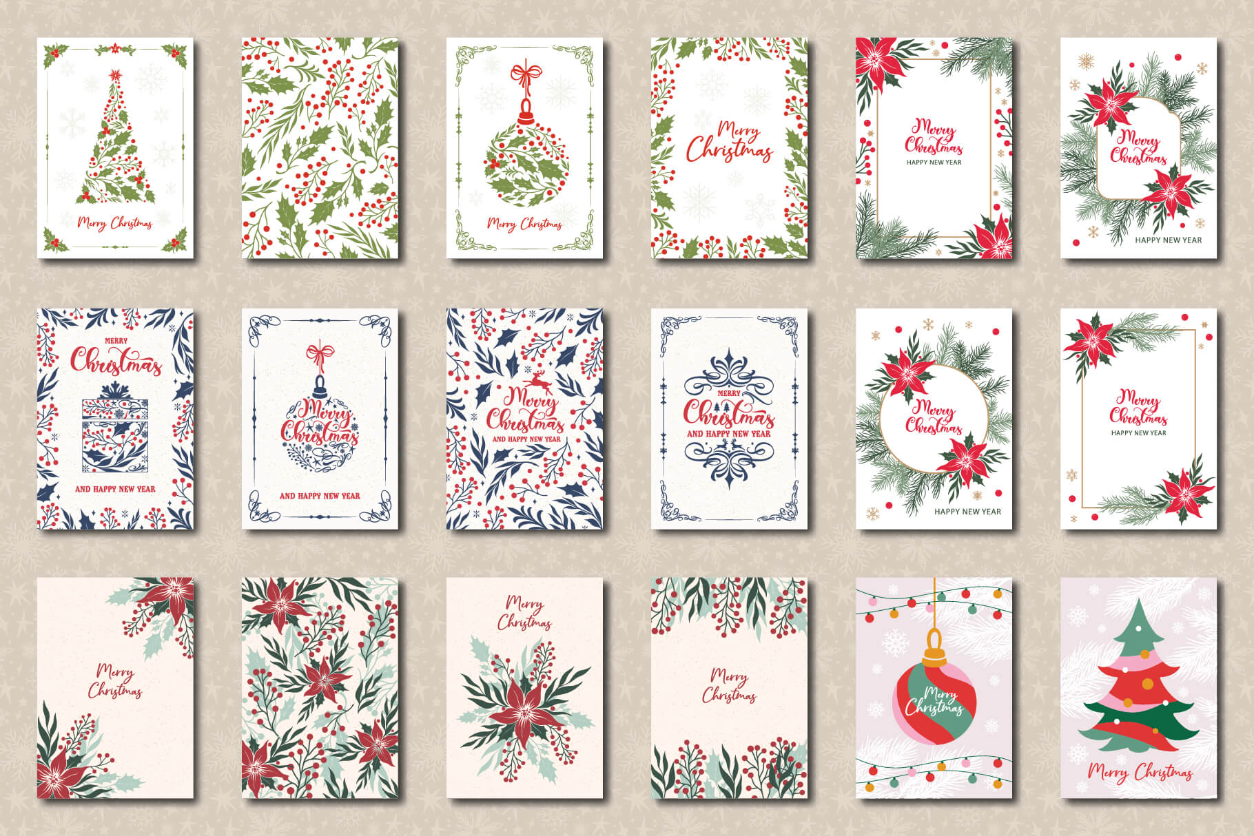 Classic Christmas Postcard Templates preview 1