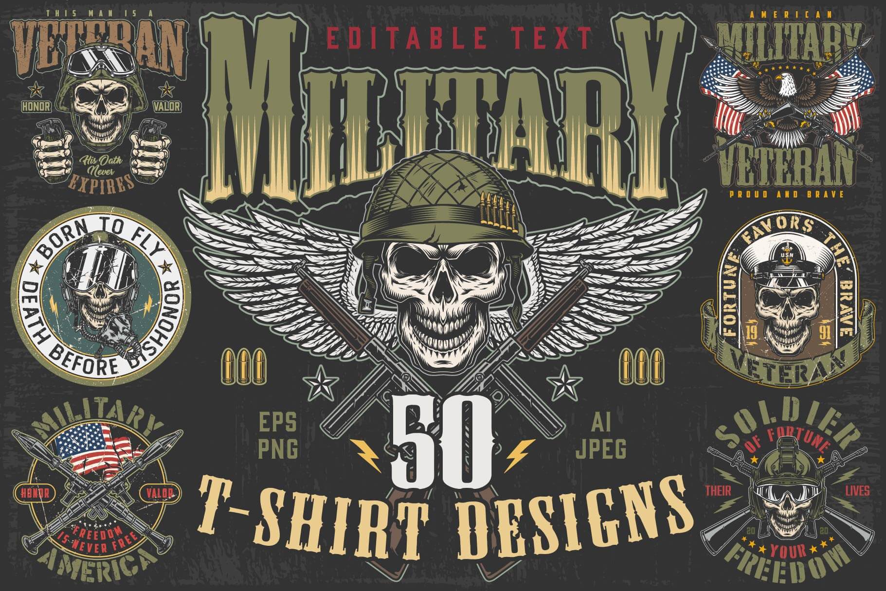Military design templates cover - 50 t-shirt designs