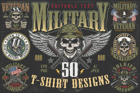 Military design templates cover - 50 t-shirt designs