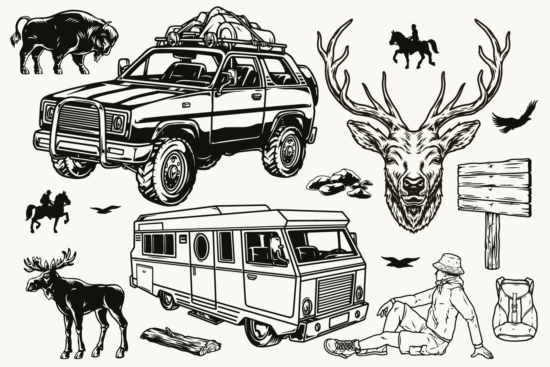 Retro Camping Illustrations (67)