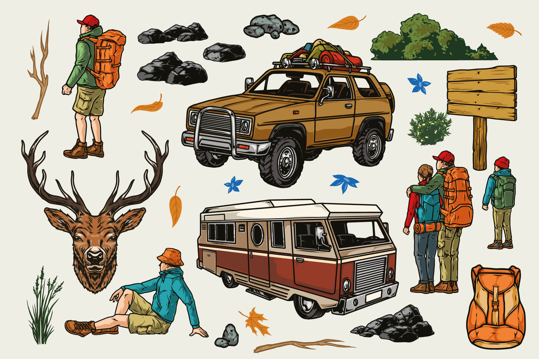 Retro Camping Illustrations (67)