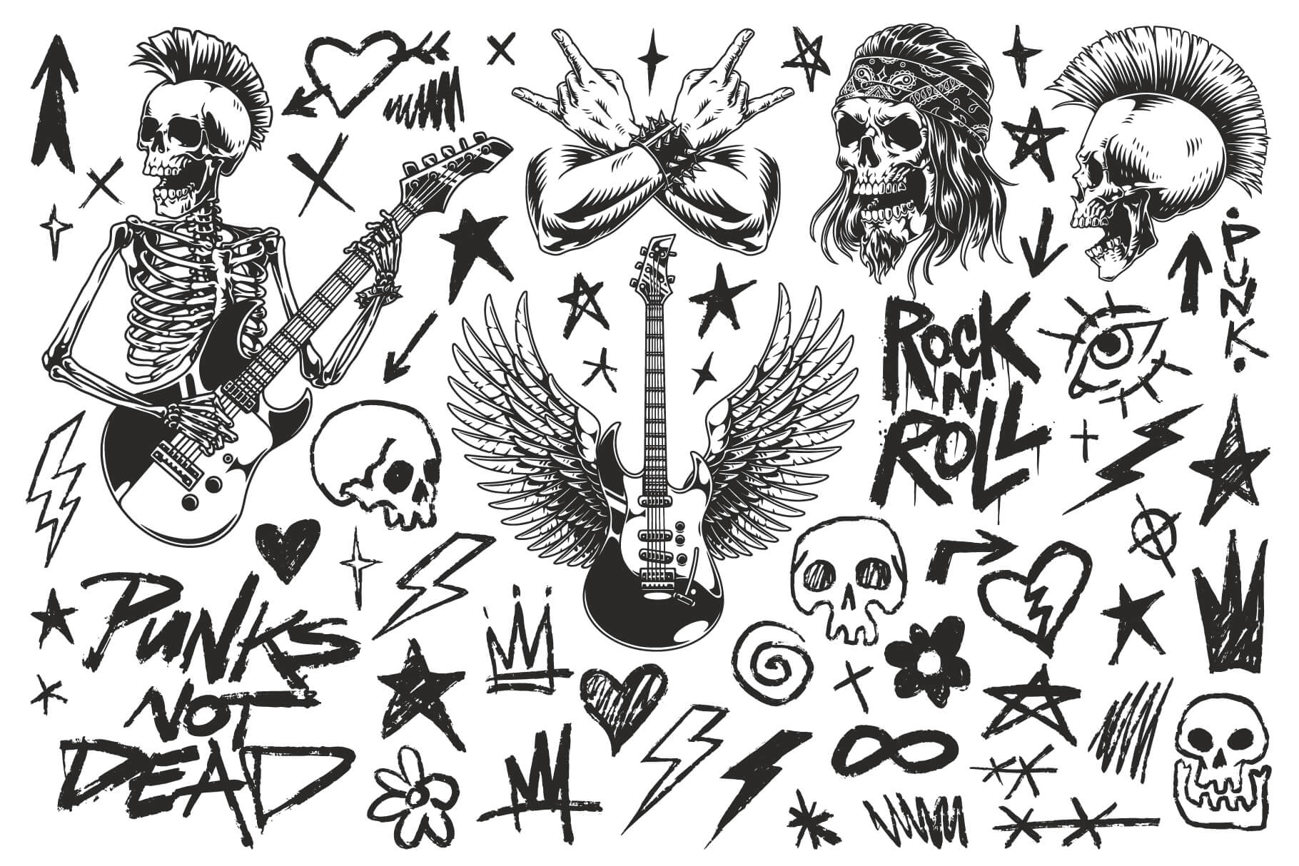Rock Music Vector Illustrations (100)