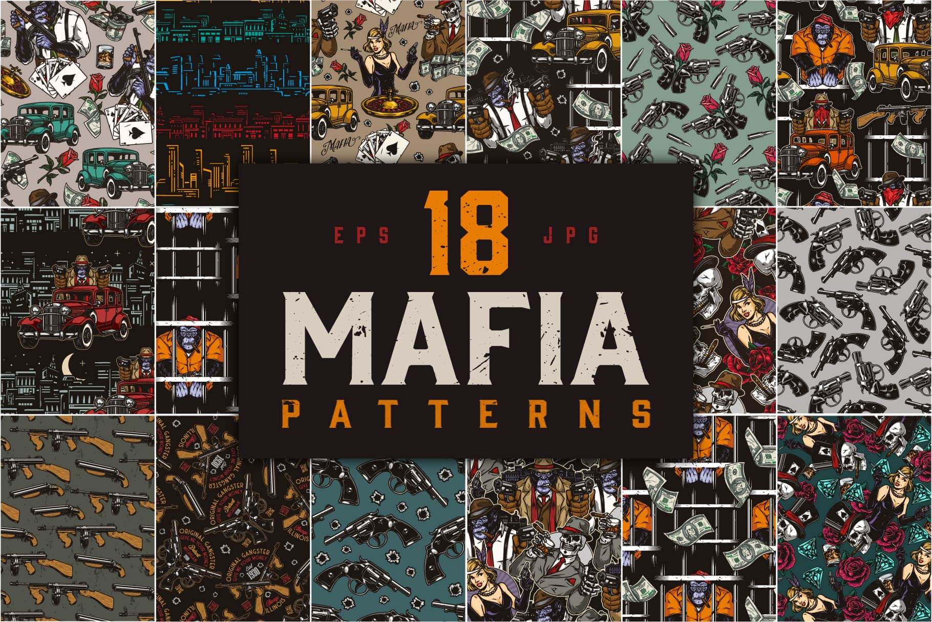 Mafia Seamless Patterns (18)
