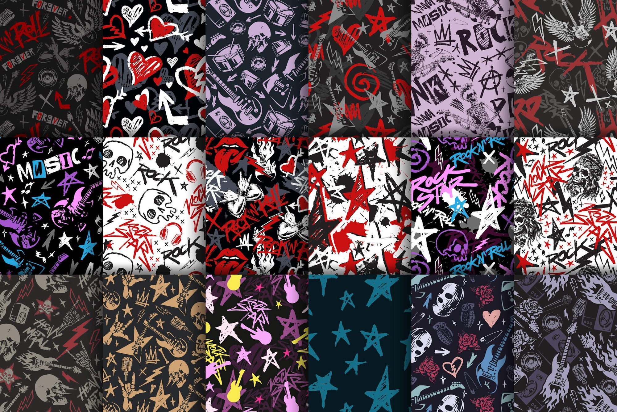 Rock Music – Seamless Vector Patterns (53)