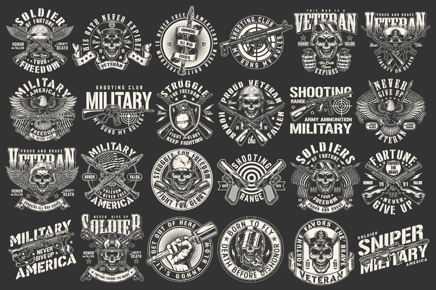 Military black and white designs