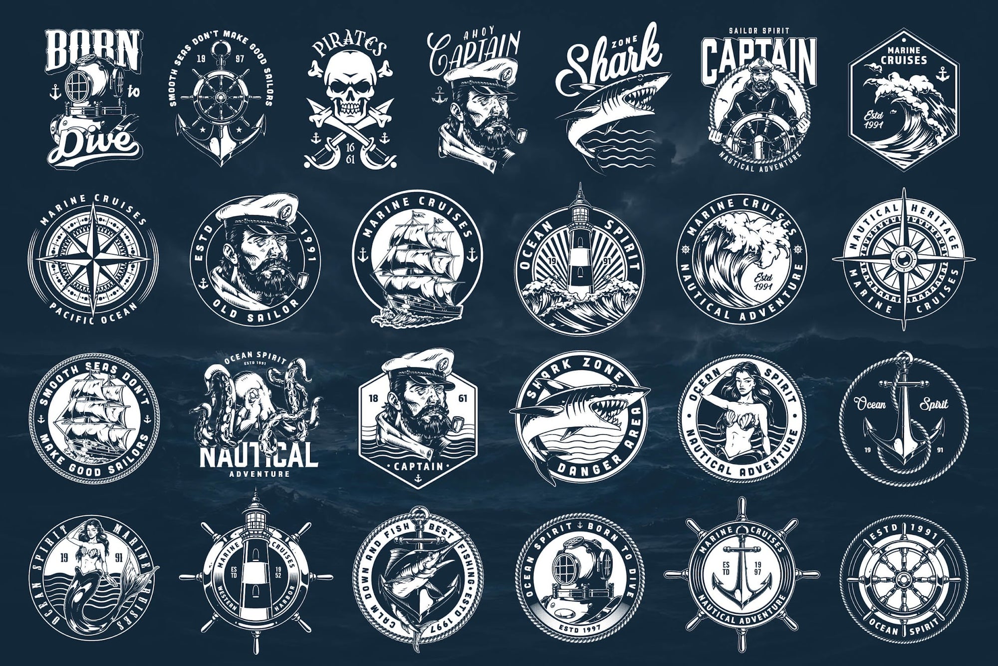 Vintage Nautical Logo Design Templates (41)