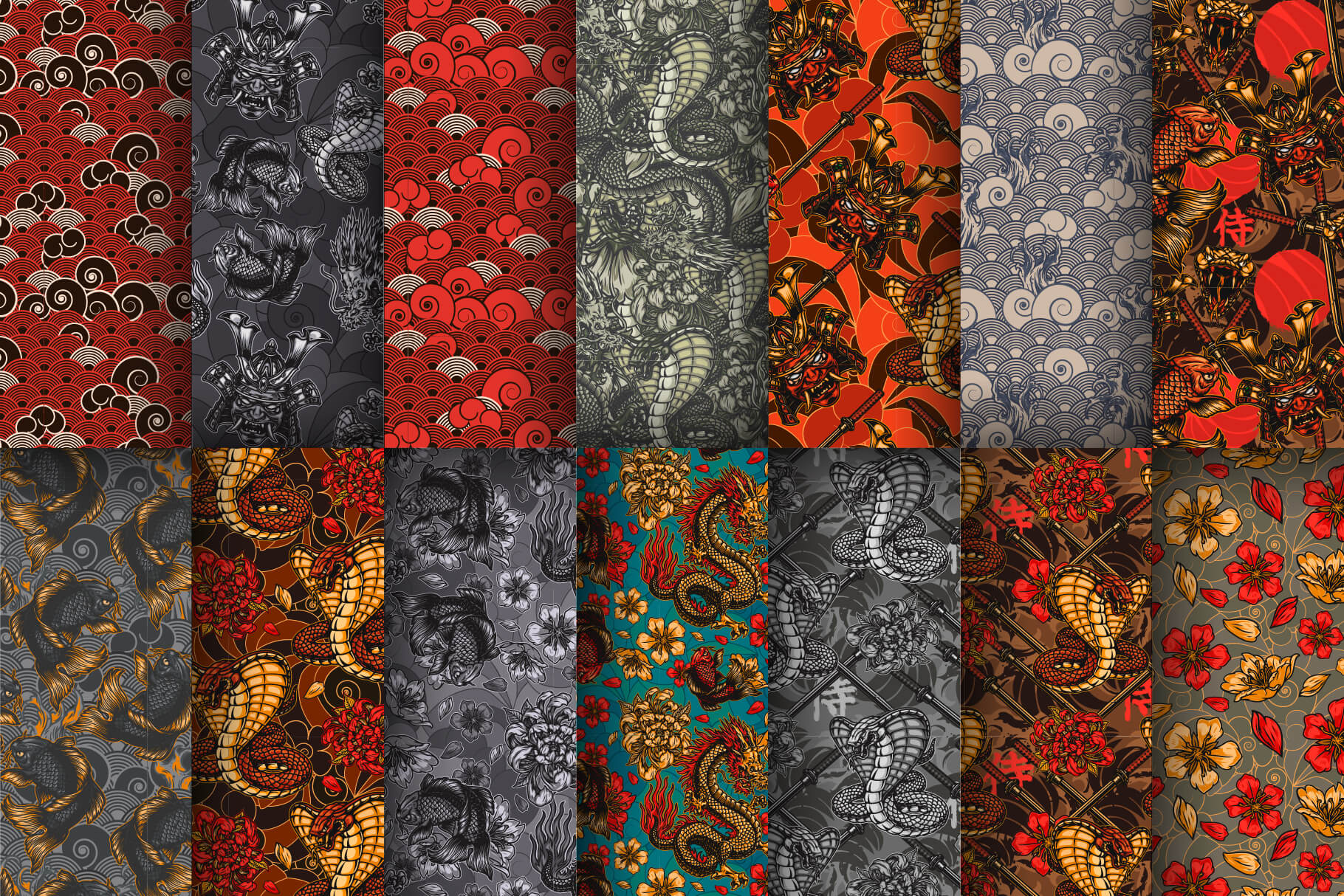 Samurai Seamless Patterns (28)