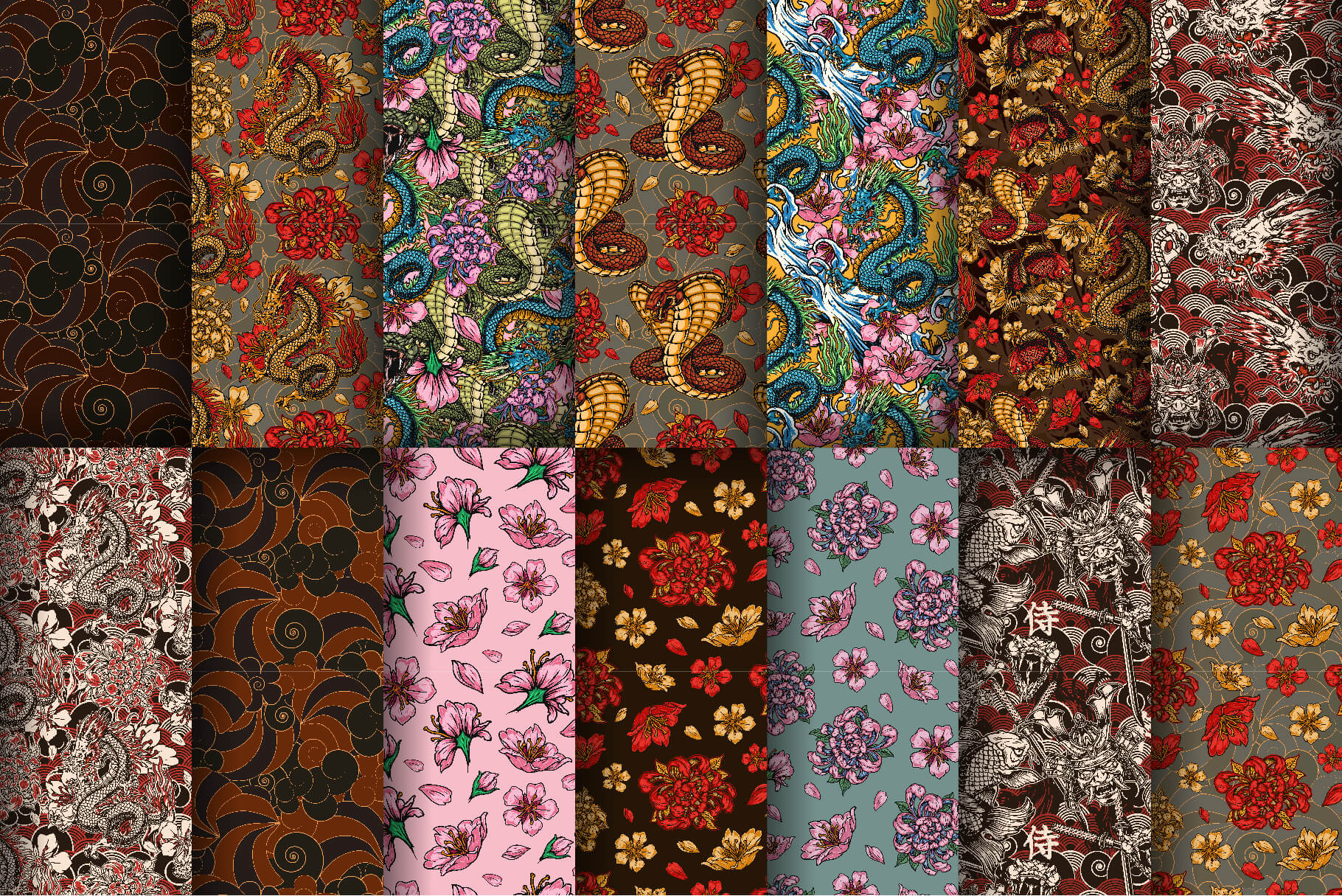 Samurai Seamless Patterns (28)