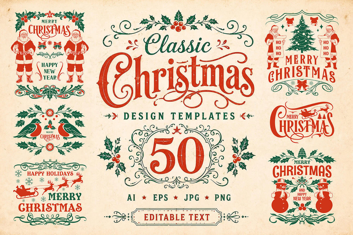 Classic Christmas design templates cover