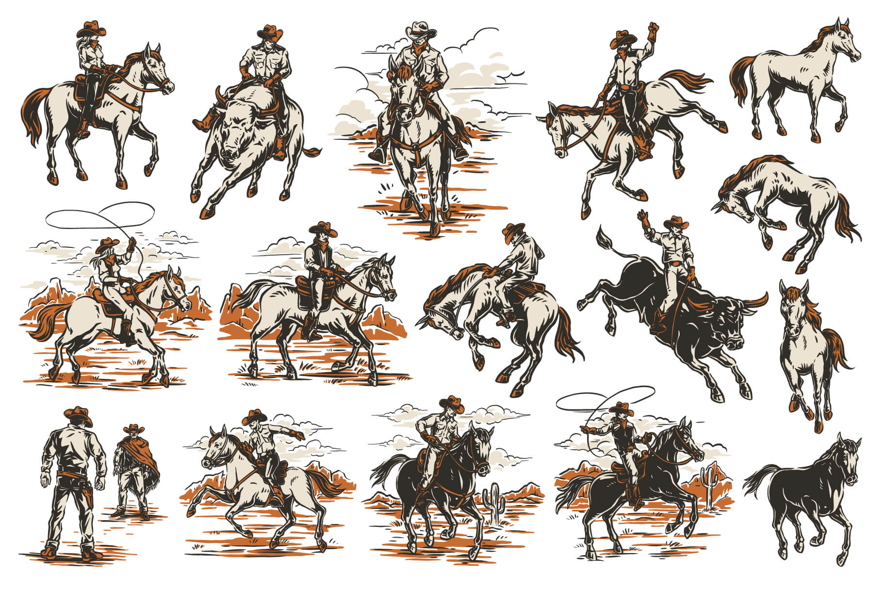 Vintage Western Illustrations preview 1