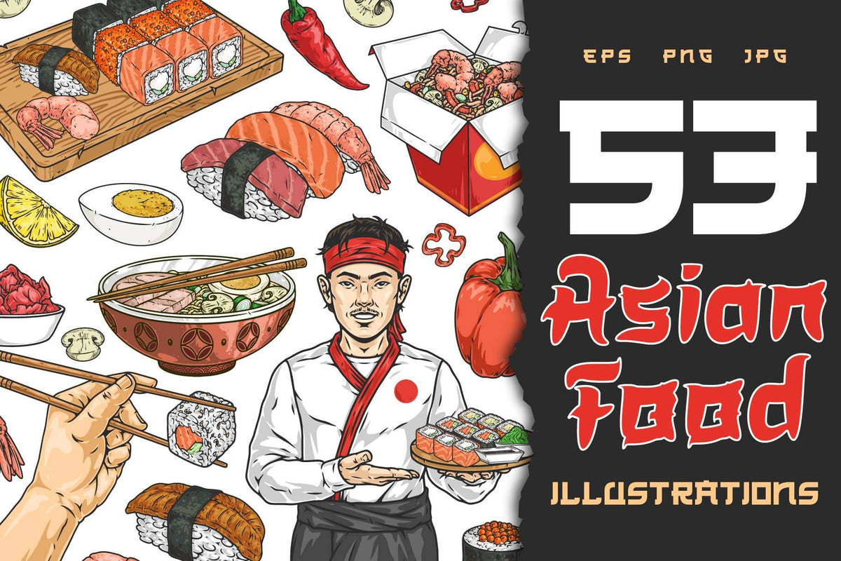 Asian Food Illustrations cover