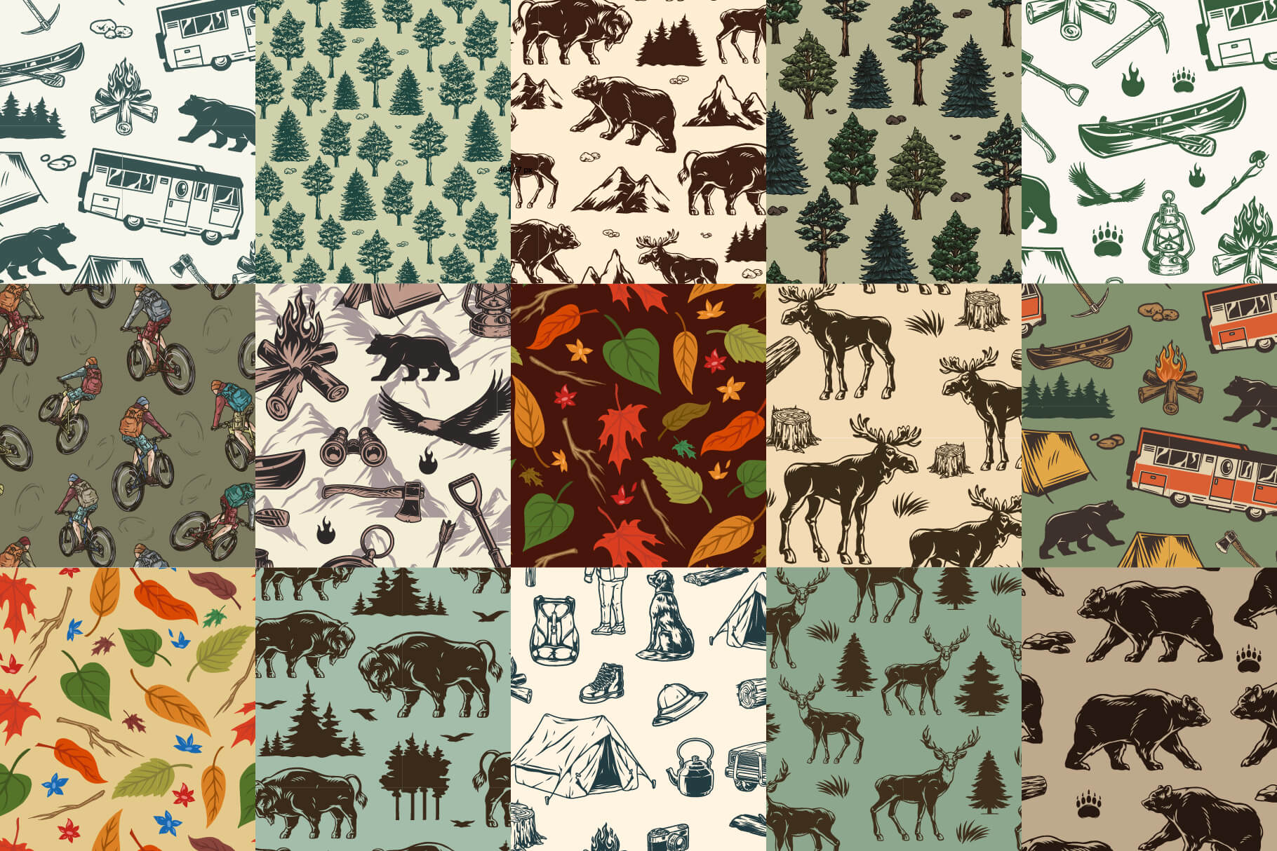 Retro Camping Seamless Patterns (35)